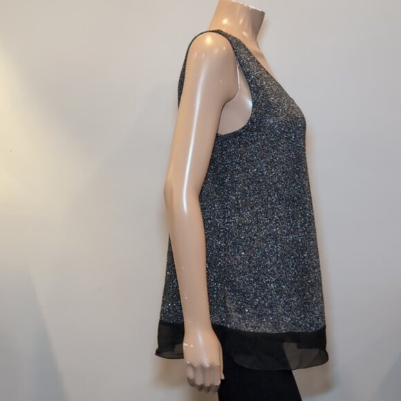 NORTHERN REFLECTIONS Metallic Knit Sleeveless Top Grey Black Size XL - Picture 7 of 11